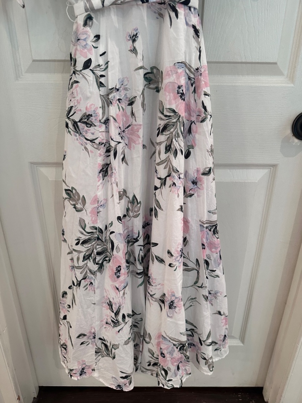 Calvin Klein 4 Floral Cotton Maxi Shirt Dress Belted Cottagecore Romantic Pink S - Picture 11 of 11